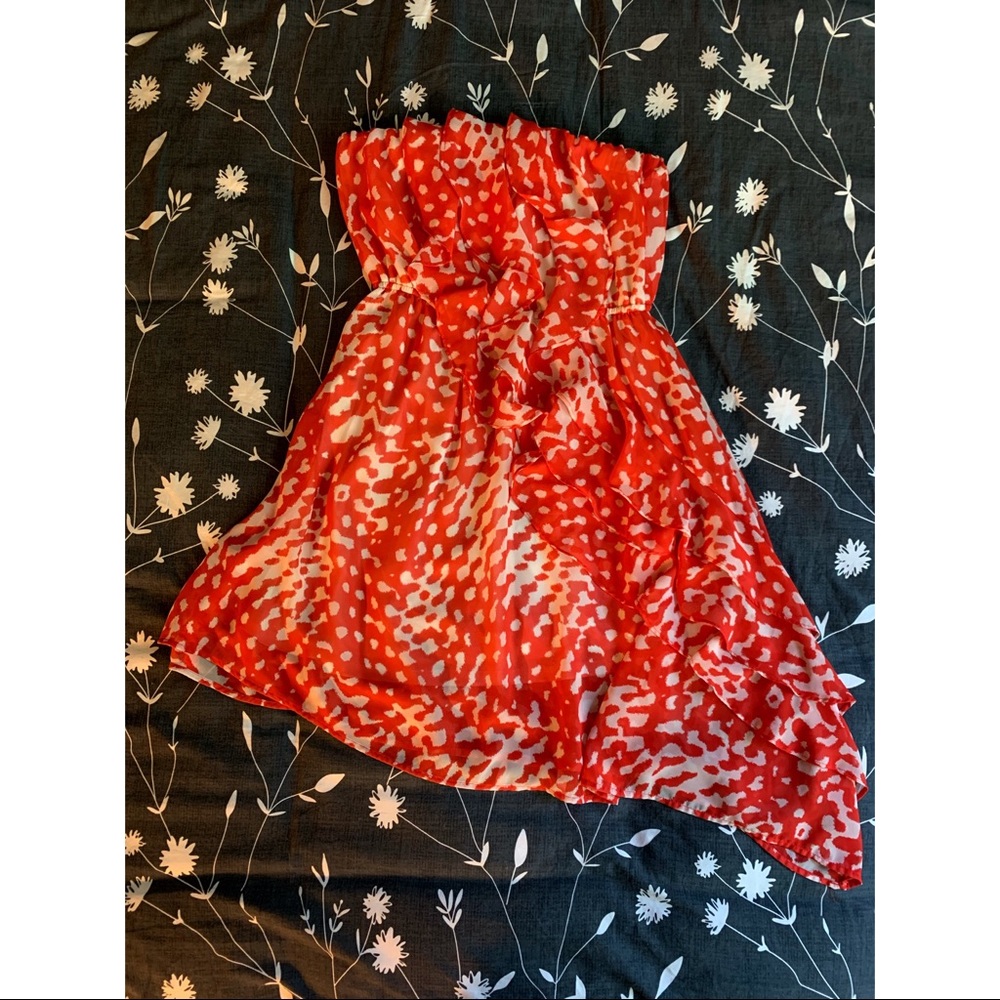 Asymmetrical Strapless Orange Dress Forever 21